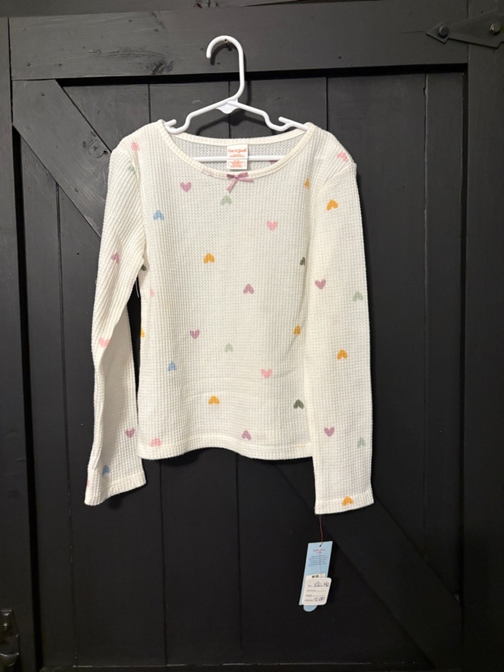 Cat & Jack White Kids' Sleepwear Top with Pink Trim - White & Pink